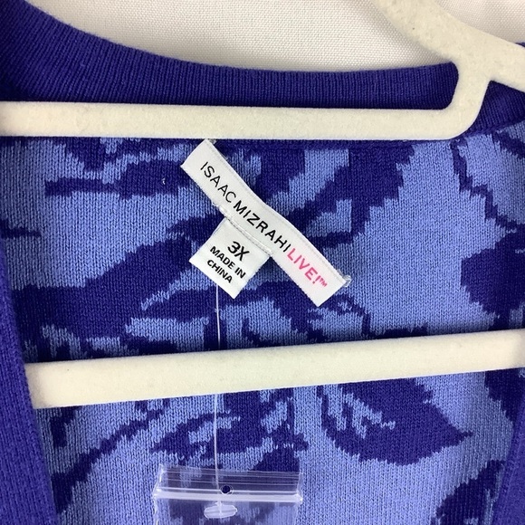 Isaac Mizrah Live! Blue Foral Cardigan Sweater - Picture 3 of 5